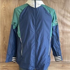 NWT Adidas Essential Hooded Full Zip Rain Windbreaker Jacket Mens S